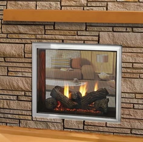 Outdoor Lifestyles 36" Fortress See-Through Indoor/Outdoor Gas Fireplace with IntelliFire Touch Ignition System - Natural Gas - Chimney Cricket