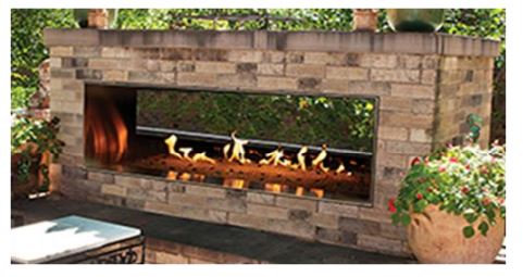 WMH 48" Linear See-Thru OUTDOOR Stainless Steel Fireplace, LP - Chimney Cricket