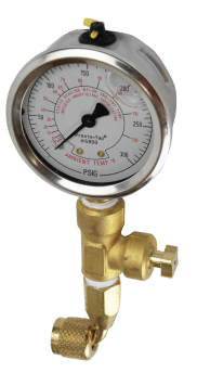 Presto-Tap Test Set, 0-300 PSI Liquid Filled Gauge w/ Bleeder Valve, 90 Degree Quick Adapter & Holster, PT6800-B90, 6800-B90 - Chimney Cricket