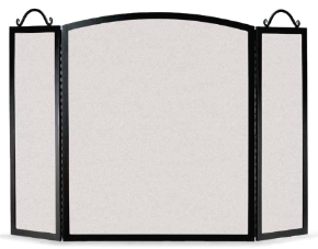 Pilgrim 48.5" Traditional Arch 3-Panel Folding Screen with Black Finish - Chimney Cricket