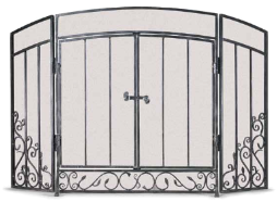 Pilgrim Renaissance 3 Panel Screen With Doors  with Black  Finish - Chimney Cricket