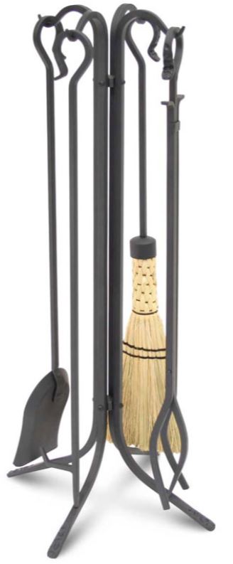 Pilgrim 33" Large Forged Hearth Tool Set with Corn Broom - Chimney Cricket