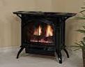 WMH Porcelain Black Spirit Small 10,000 BTU Vent Free Cast Iron Stove with Millivolt Control, NG - Chimney Cricket