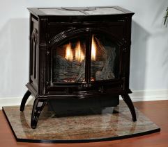 WMH Porcelain Mahogany Spirit Small 10,000 BTU Vent Free Cast Iron Stove with Millivolt Control, LP - Chimney Cricket