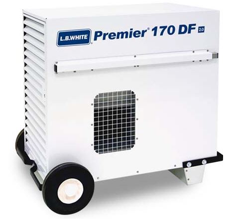 LB White PREMIER® 170 DF 2.0 Enclosed Flame Direct-Fired Portable Heater - Chimney Cricket