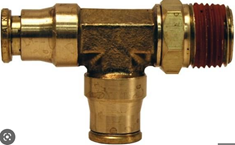 1/4" PC x 1/4" MPT x 1/4" PC Push Connector Tee Brass - For Pneumatic Tubing - Chimney Cricket