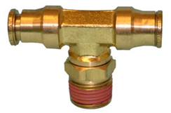 1/4" PC x 1/4" PC x 1/4" MPT Push Connector Tee Brass - For Pneumatic Tubing - Chimney Cricket