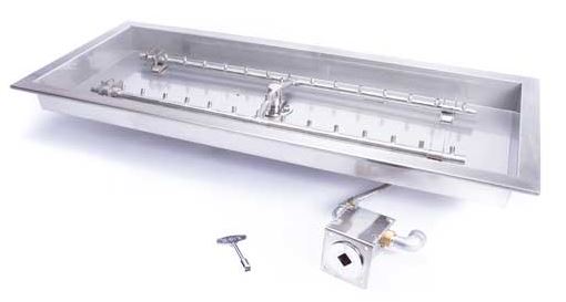 Hpc 24" X 12" Stainless Steel Rectangle Bowl Pan With 18" X 6" Torpedo H-burner, Match Light, Ng