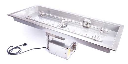 HPC 36" x 14" Rectangle  Bowl Pan with 30" x 8" Torpedo H-Burner, Flame On/Off Electronic Ignition, LP - Chimney Cricket