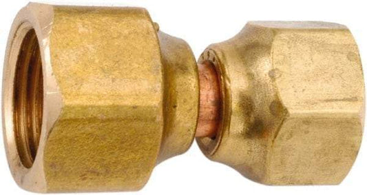 Swivel, Reducing, 5/8" Flare X 1/2" Flare, Connector Nuts, Brass, AUS4IF, US4IF - Chimney Cricket