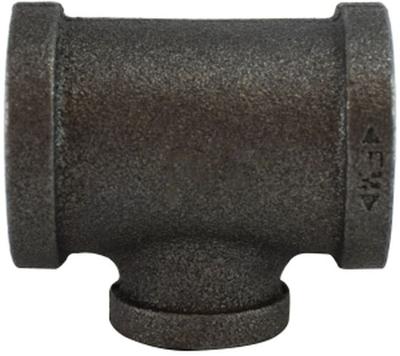 Tee, Reducing, 1" FPT X 1" FPT X 3/4" FPT, Black, Sch. 40, Malleable Forged Steel,      1-1/4in X 1-1/4in X 3/4in Black Sch. 40 Reducing Tee (M101QQK) BS311R-202012 - Chimney Cricket