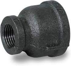 Reducing Coupling, 1-1/4" FPT X 1" FPT, Black, Sch. 40, Malleable Forged Steel, M119QM,  BS98R-2016 - Chimney Cricket