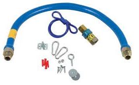Food Service Restraint Kit, 1/2" X 36" Dormont "BLUE HOSE" Antimicrobial Safety System, w/ Quick Disconnect, Cable & Hardware, 0241173 - Chimney Cricket
