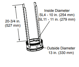 Majestic 6in, (150mm) Flue Support Section, for SL400 Series Wood Burning Pipe - Chimney Cricket