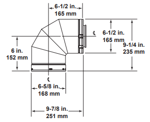 Majestic 90 Degree Elbow for 4X6-5/8 SLP Pipe - Chimney Cricket