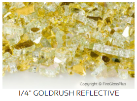 FGP 1/4" Goldrush Reflective Fire Glass - 10 Lb. Jug - Chimney Cricket