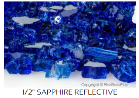 FGP 1/2" Sapphire Reflective Fire Glass - 10 Lb. Jug - Chimney Cricket