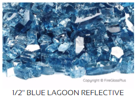 FGP 1/2" Blue Lagoon Reflective Fire Glass - 10 Lb. Jug - Chimney Cricket