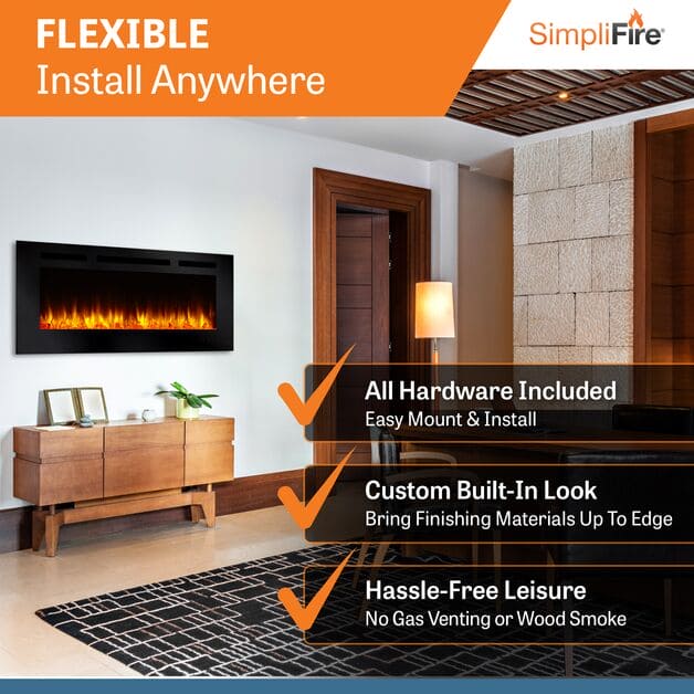 Simplifire Allusion 48" Recessed Linear Electric Fireplace