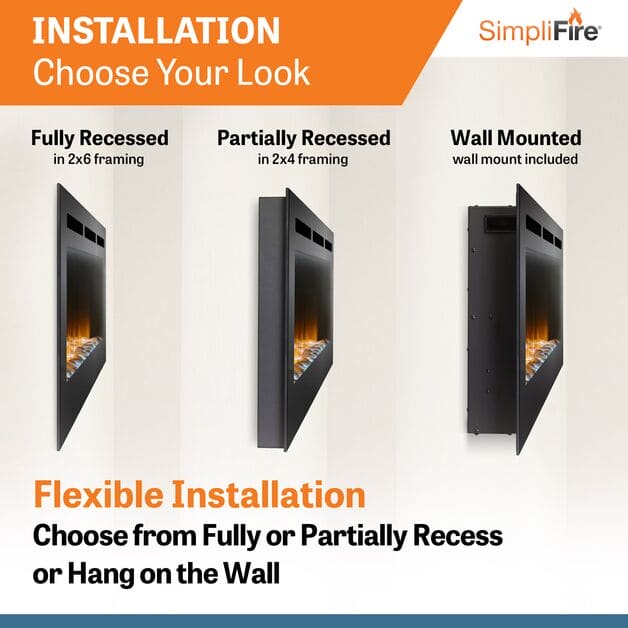 Simplifire Allusion 48" Recessed Linear Electric Fireplace