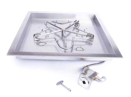 Hpc 18" X 18" Square Bowl With 12" Torpedo Penta Burner, Match Lit, Lp