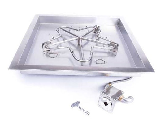 Hpc 18" X 18" Square Bowl With 12" Torpedo Penta Burner, Match Lit, Lp