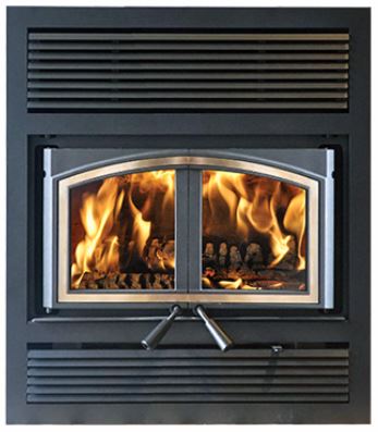 ES St. Clair 3000 Metallic Black Wood Burning Fireplace with Blower - Chimney Cricket