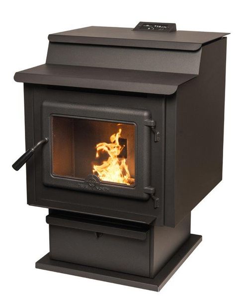 True North TN40 Pellet Stove - Pedestal, 33010002, Complete with Cast Iron Door, Blower, and Pedestal - Chimney Cricket