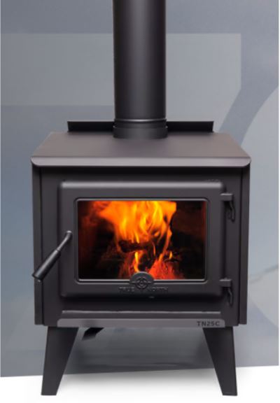 True North TN25C Wood Stove with Legs - Metallic Black - Chimney Cricket