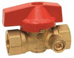 Valve,1/2" FPT x 1/2" FPT, Straight Ball Valve w/ Side Tap, 195D41S (CS12) - Chimney Cricket