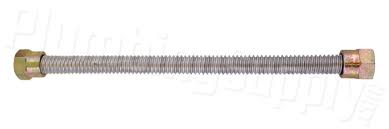 Connector, 3/8" OD Tube X 24" w/ 3/8" OD Flare Nuts, Flexible Appliance Gas Connector, Stainless Steel,100989822 - Chimney Cricket