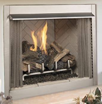 Superior F4121 36" Outdoor VF Fireplace with Grey Herringbone Refractory and Electronic Valve, LP - Chimney Cricket