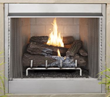 Superior F4106 36" Outdoor / Indoor Vent Free Firebox with Grey Stacked Refractory - Chimney Cricket