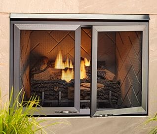 Outdoor Lifestyles Vesper 36" Outdoor Fireplace with Herringbone Concrete Refractory - VOFB36H - Chimney Cricket