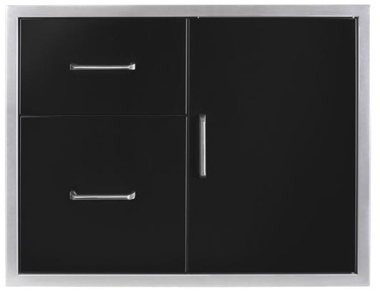 Wildfire Ranch 30" x 24" Black 304 Stainless Steel Door/Drawer Combo - Chimney Cricket