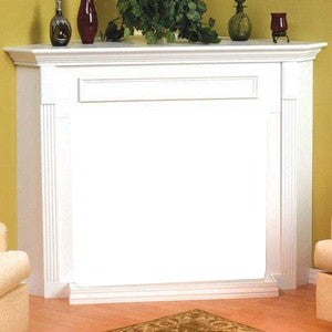 WMH White Corner Cabinet Mantel with Base - Chimney Cricket