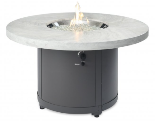 Outdoor Greatroom White Onyx Beacon Chat Height Fire Table - Chimney Cricket