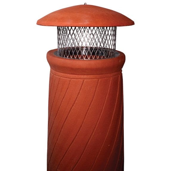 Chimney Pot Rain Cap Stainless Steel - Round Clay Lid