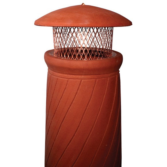 Chimney Pot Rain Cap Copper - Round Clay Lid