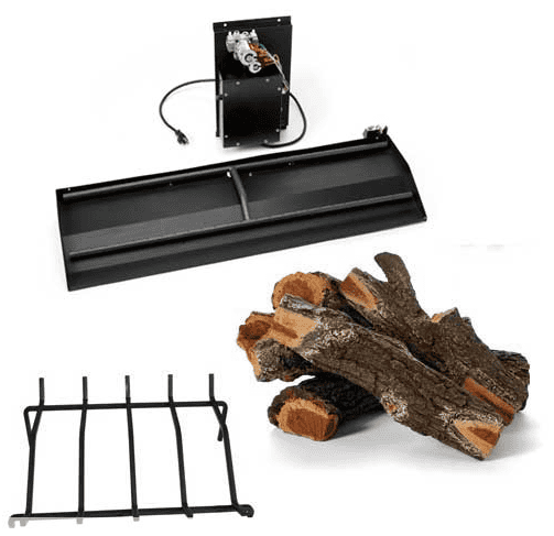 HPC 28" Electronic Ignition NG Dual Step Burner w/16" Arizona Weathered Oak Logs - 120VAC - Chimney Cricket