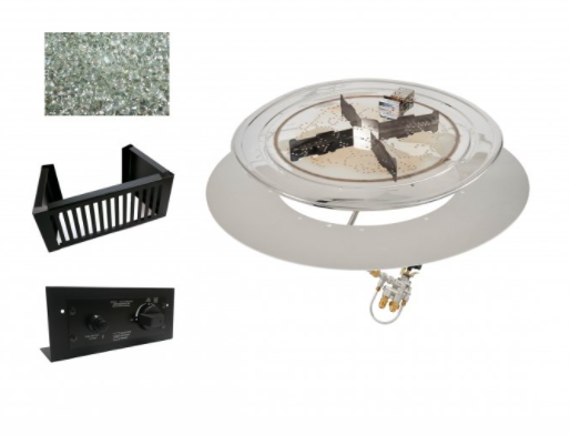 Outdoor Greatroom 42" Round Do-It-Yourself Hardscape Crystal Fire Burner Kit - Chimney Cricket