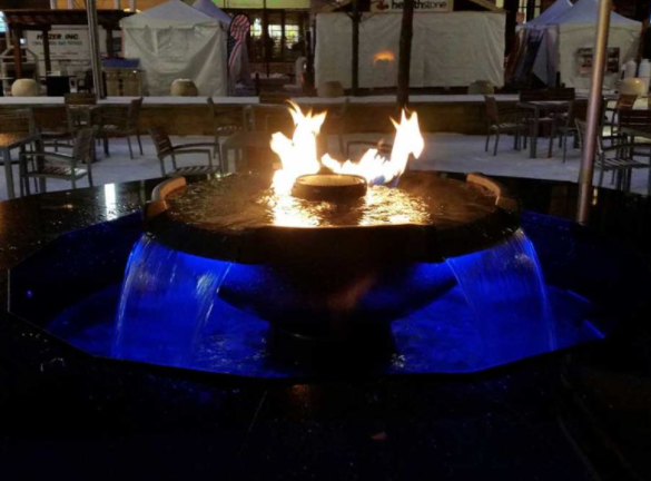 HPC H2Onfire 360 Hammered Copper Bowl LP Fire-On Water Feature w/Electronic Ignition - Chimney Cricket