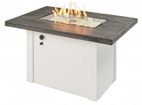 Outdoor Greatroom Stone Grey Havenwood Gas Fire Table w/ White Base - Chimney Cricket