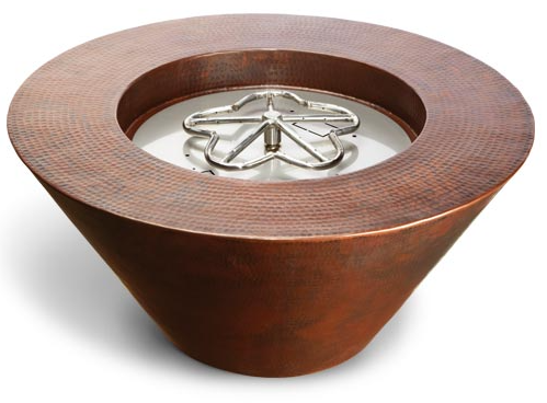 HPC Mesa 32" Diameter Electronic Ignition NG Copper Fire Bowl - 120VAC - Chimney Cricket