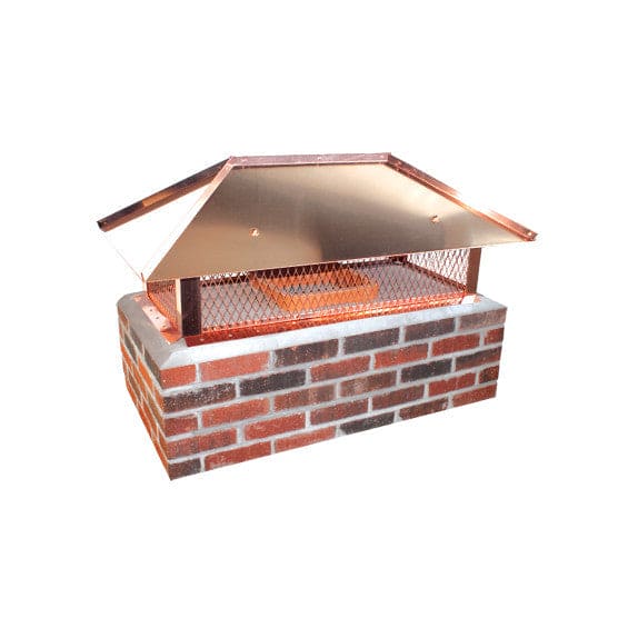 Copper Multi-Flue Cap with Hip and Ridge Lid, Top Mount