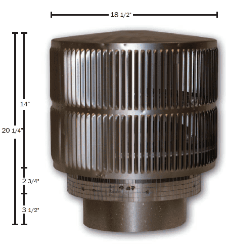 Superior Hi-Temp Round Top w/Louvered Screen for 12HT Series Wood Burning Pipe - Chimney Cricket