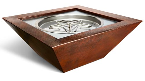 HPC Sedona 40" Square Electronic Ignition LP Copper Fire Bowl - 120VAC - Chimney Cricket