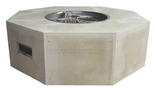 HPC 54" Octagon Enclosure w/ 25" Diameter Stainless Steel Electronic Ignition LP Round Bowl Insert (120VAC) Complete Fire Pit Package - Chimney Cricket