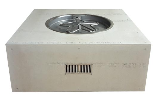 HPC 45" Square Enclosure w/ 25" Diameter Stainless Steel Electronic Ignition NG Round Bowl Insert (120VAC) Complete Fire Pit Package - Chimney Cricket