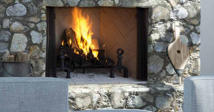 Superior 36" Wood-Burning, Radiant, Insulated Fireplace w/Grey Herringbone Refractory Panels, J2930, G36HA, F0627 - Chimney Cricket